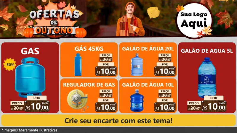 Modelo de TV para TV Horizontal com o tema Ofertas de Outono para Água e gás