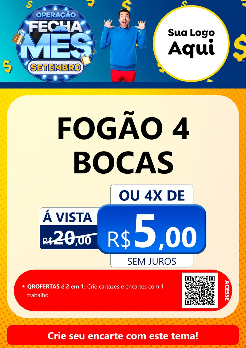 Modelo de Cartaz para Cartaz A4 Vertical com o tema Operação Fecha Mês Setembro para Móveis e Eletro
