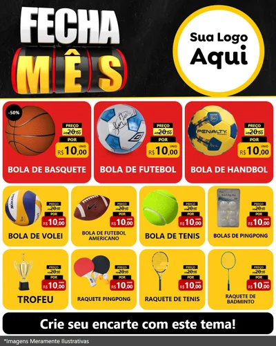 Modelo de Rede Social para Feed Instagram com o tema Fecha Mês para Artigos Esportivos
