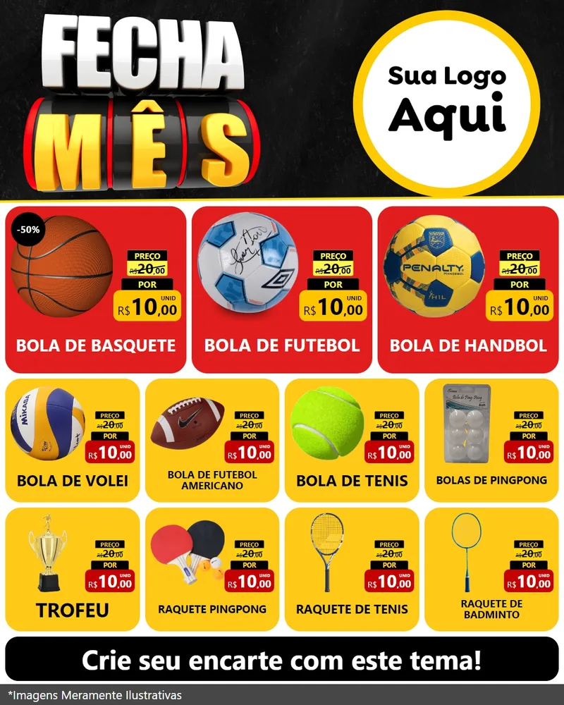 Modelo de Rede Social para Feed Instagram com o tema Fecha Mês para Artigos Esportivos