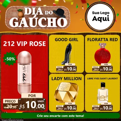 Modelo de Rede Social para Feed Facebook com o tema Dia do Gaúcho para Perfumes