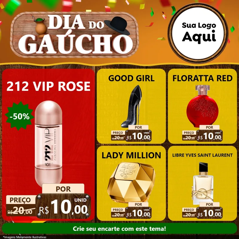 Modelo de Rede Social para Feed Facebook com o tema Dia do Gaúcho para Perfumes