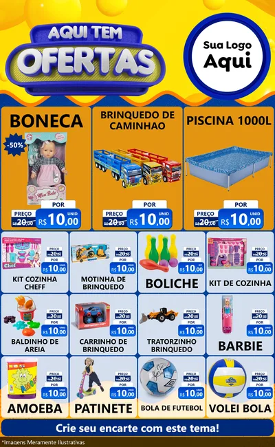 Modelo de Encarte para Encarte Grande com o tema Aqui Tem Ofertas para Brinquedos