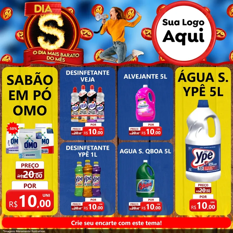 Modelo de Rede Social para Feed Facebook com o tema Dia S - O Dia Mais Barato Do Mês para Produtos de Limpeza