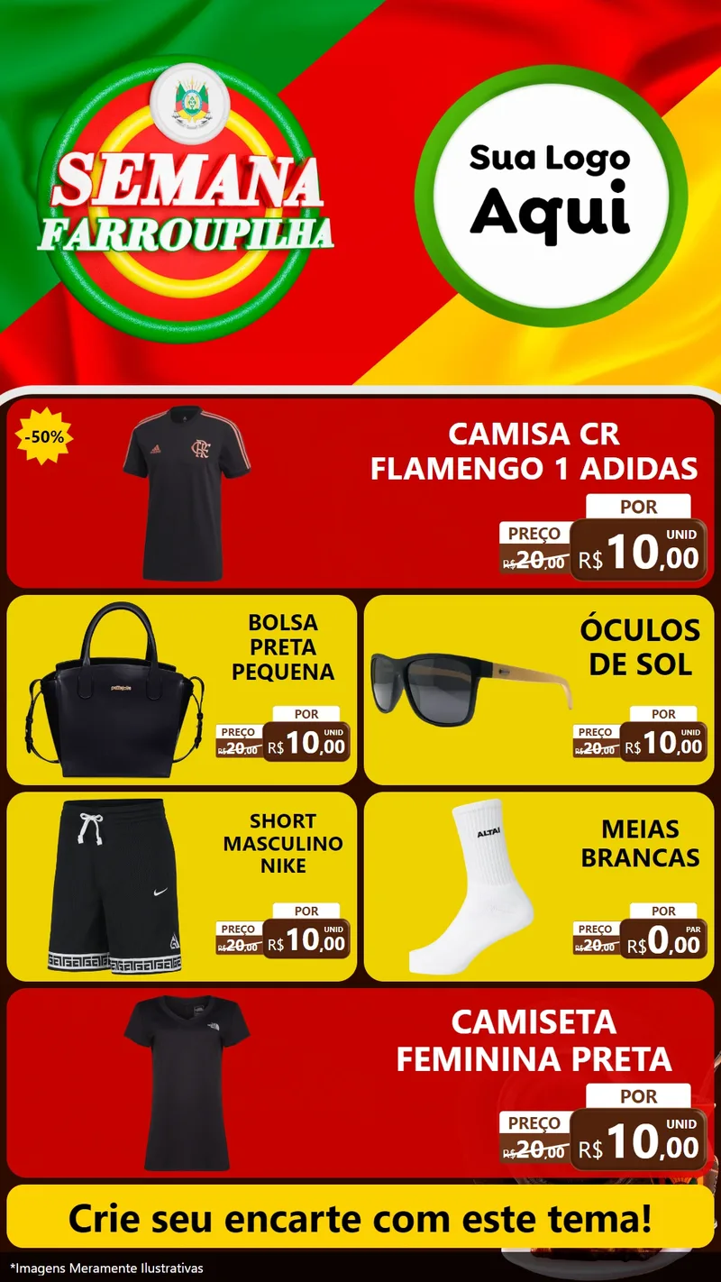 Modelo de TV para TV Vertical com o tema Semana Farroupilha para Roupas e acessórios