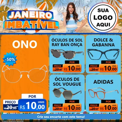 Modelo de Rede Social para Feed Facebook com o tema Janeiro Imbatível para Óticas