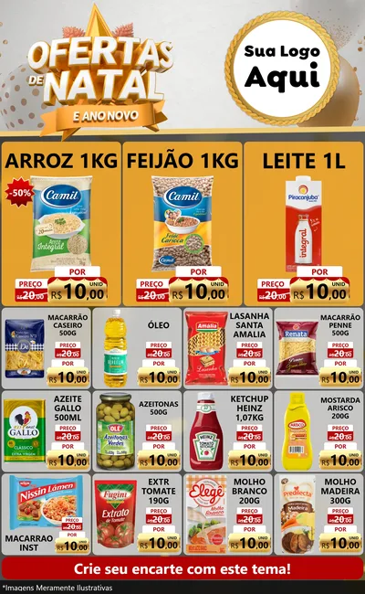 Modelo de Encarte para Encarte Grande com o tema Ofertas De Natal E Ano Novo para Supermercado