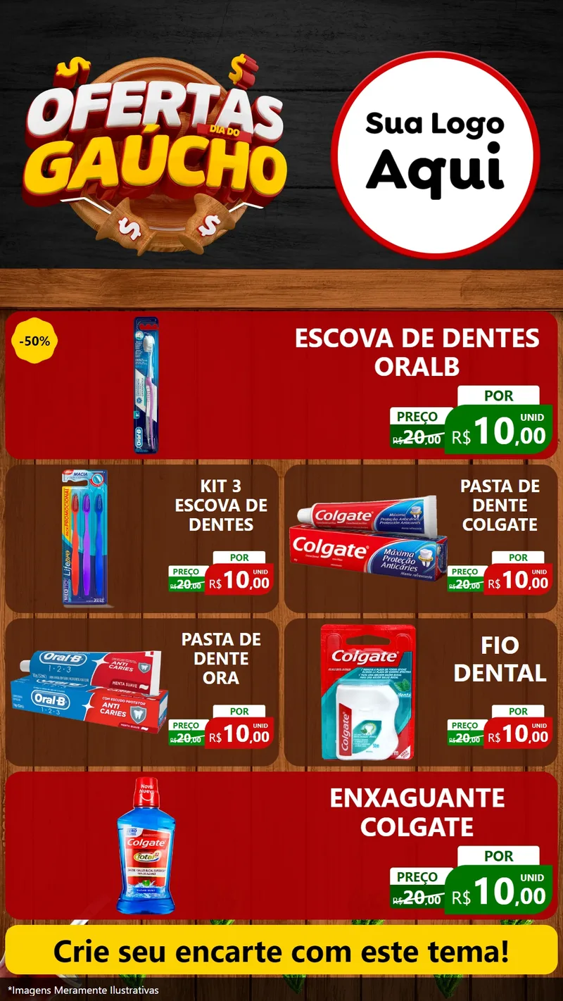 Modelo de TV para TV Vertical com o tema Ofertas Dia do Gaúcho para Higiene Pessoal