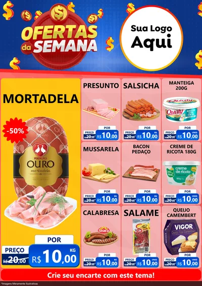 Modelo de Encarte para Encarte A4 Vertical com o tema Ofertas Da Semana para Frios e Laticínios