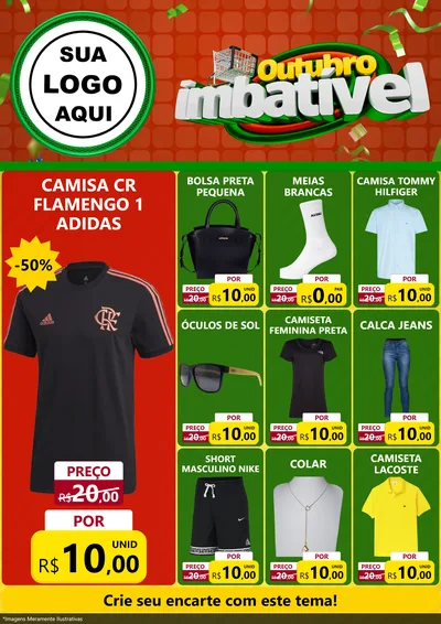 Modelo de Encarte para Encarte A4 Vertical com o tema Outubro Imbatível para Roupas e acessórios