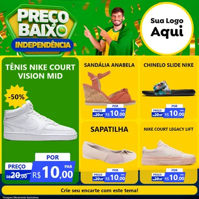 Modelo de Rede Social para Feed Facebook com o tema Preço Baixo de Independência para Calçados