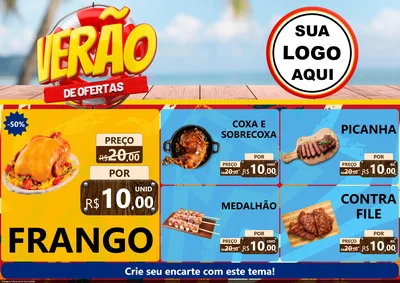 Modelo de Encarte para Encarte A4 Horizontal com o tema Verão de Ofertas para Assados