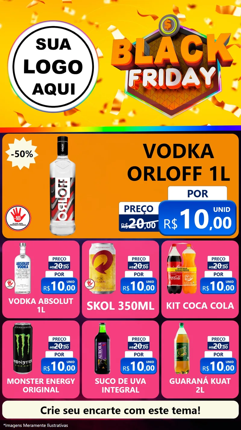 Modelo de Rede Social para Stories com o tema Black Friday para Distribuidora de bebidas