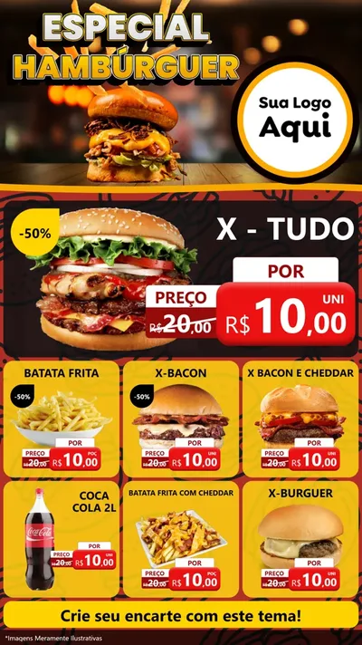 Modelo de Rede Social para Stories com o tema Especial Hambúrguer para Hamburgueria