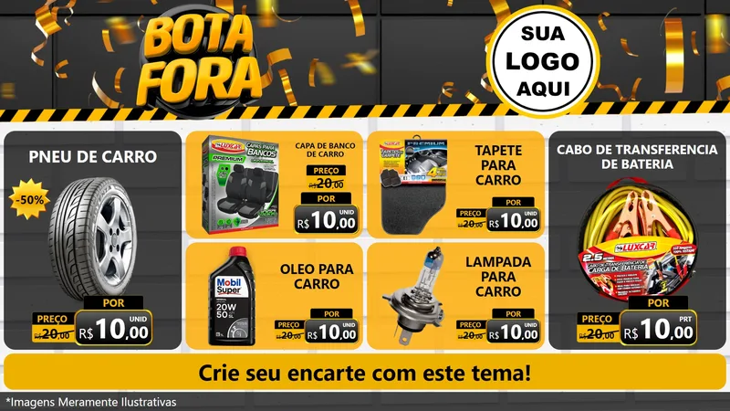 Modelo de TV para TV Horizontal com o tema Bota Fora para Auto peças