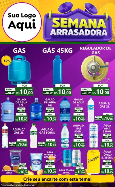 Modelo de Encarte para Encarte Grande com o tema Semana Arrasadora para Água e gás