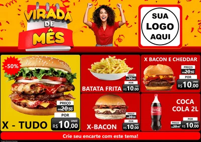 Modelo de Encarte para Encarte A4 Horizontal com o tema Virada de Mês para Hamburgueria