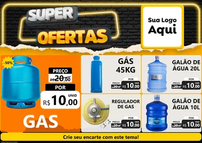 Modelo de Encarte para Encarte A4 Horizontal com o tema Super Ofertas para Água e gás