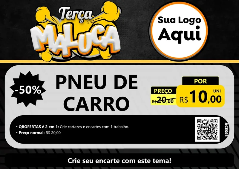 Modelo de Cartaz para Cartaz A4 Horizontal com o tema Terça Maluca para Auto peças