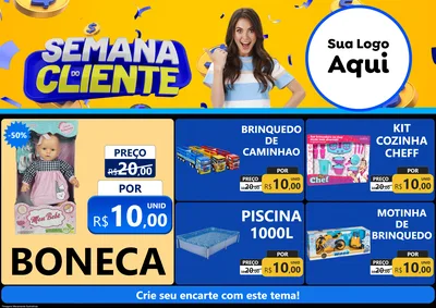 Modelo de Encarte para Encarte A4 Horizontal com o tema Semana do Cliente para Brinquedos