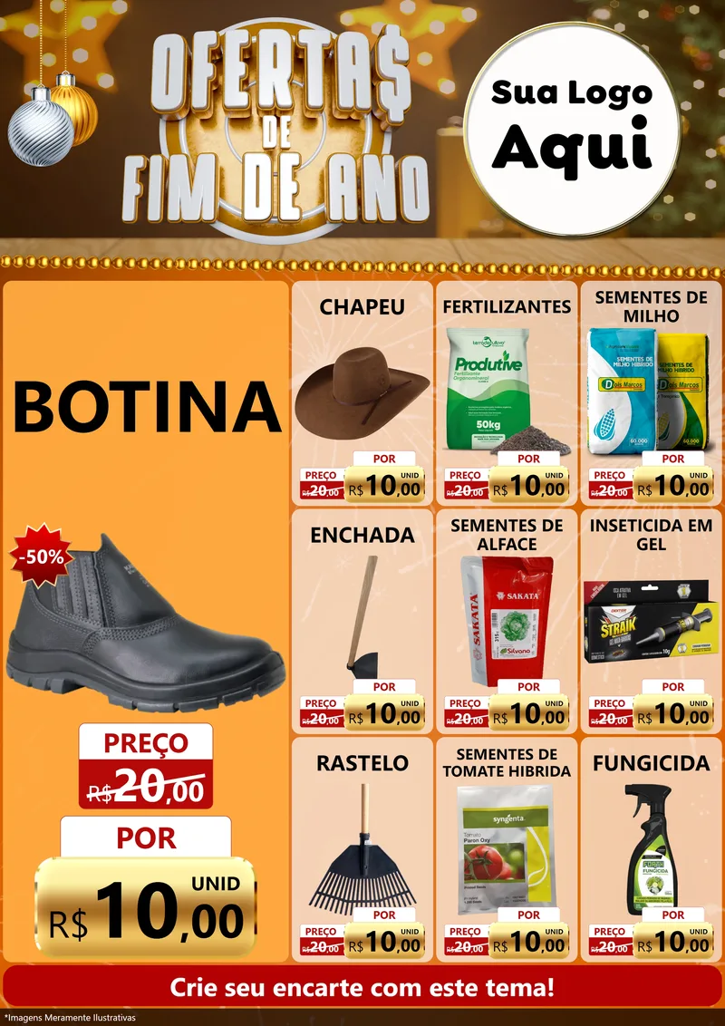 Modelo de Encarte para Encarte A4 Vertical com o tema Ofertas de Fim de Ano para Agropecuária
