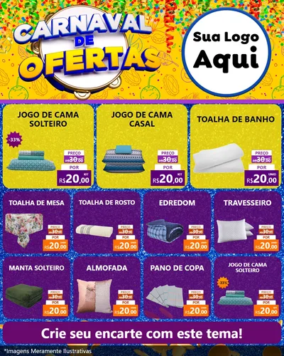Modelo de Rede Social para Feed Instagram com o tema Carnaval de Ofertas para Cama, Mesa e Banho