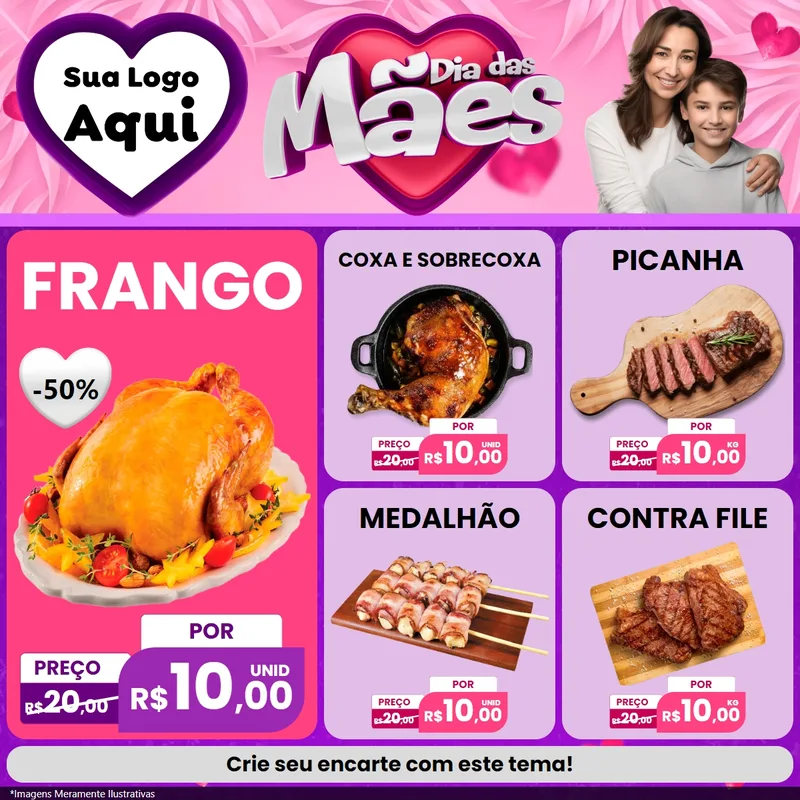 Modelo de Rede Social para Feed Facebook com o tema Dia das Mães para Assados
