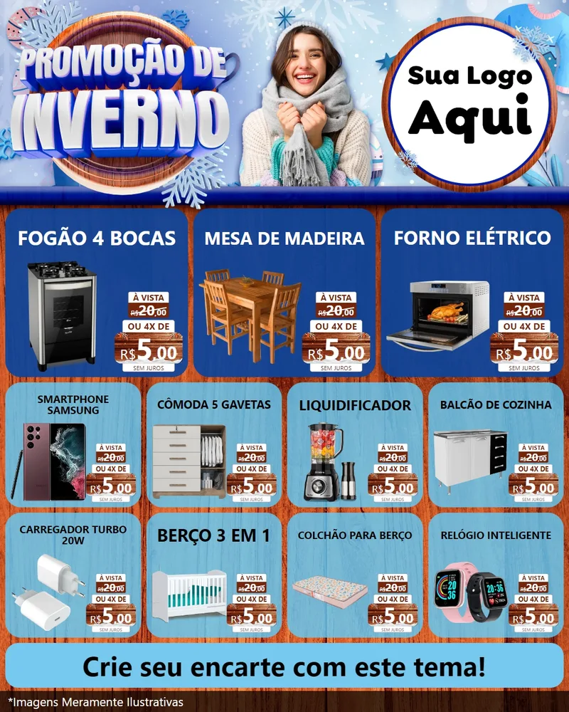 Modelo de Rede Social para Feed Instagram com o tema Promoção de Inverno para Móveis e Eletro
