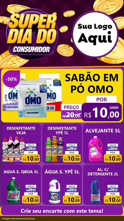 Modelo de Rede Social para Stories com o tema Super Dia do Consumidor para Produtos de Limpeza