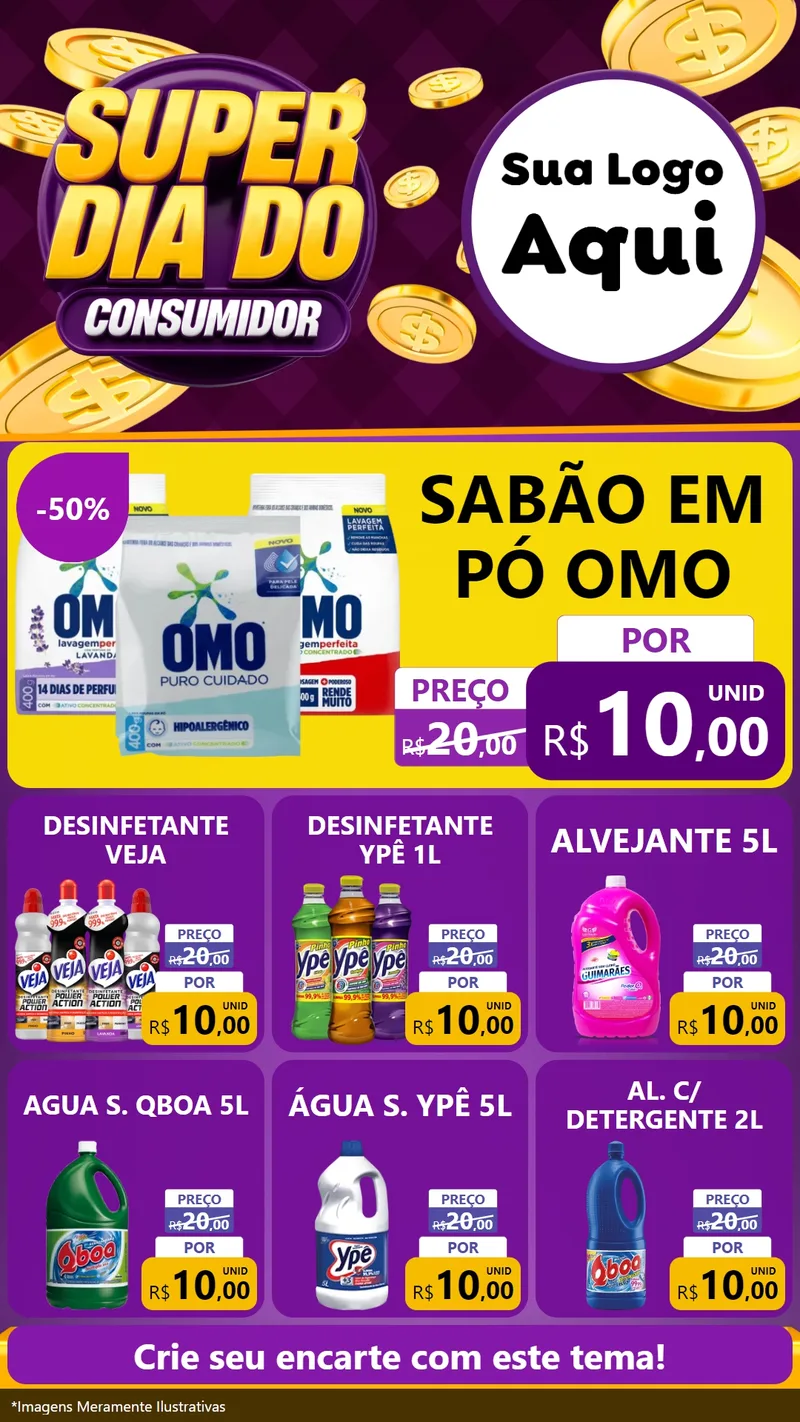 Modelo de Rede Social para Stories com o tema Super Dia do Consumidor para Produtos de Limpeza
