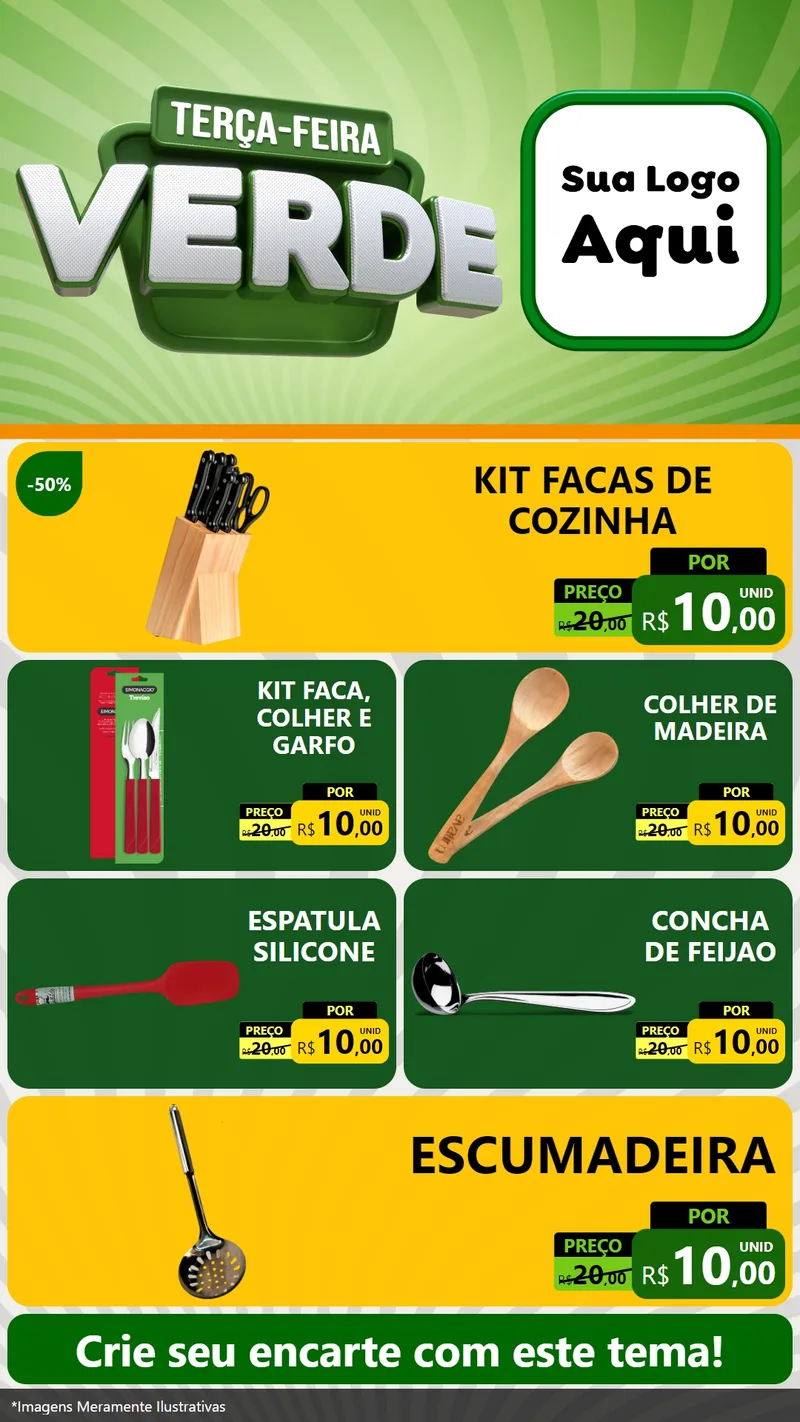 Modelo de TV para TV Vertical com o tema Terça - Feira Verde para Utilidades Domésticas