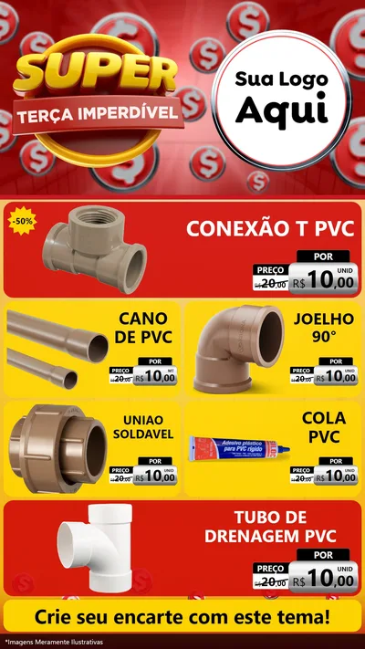 Modelo de TV para TV Vertical com o tema Super Terça Imperdível para Tubos e conexões