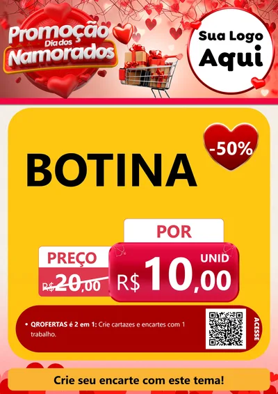 Modelo de Cartaz para Cartaz A4 Vertical com o tema Promoção Dia dos Namorados para Agropecuária