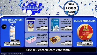 Modelo de TV para TV Horizontal com o tema Promoção de Aniversário - 9 Anos para Frios e Laticínios