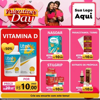 Modelo de Rede Social para Feed Facebook com o tema Valentine's Day para Farmácia