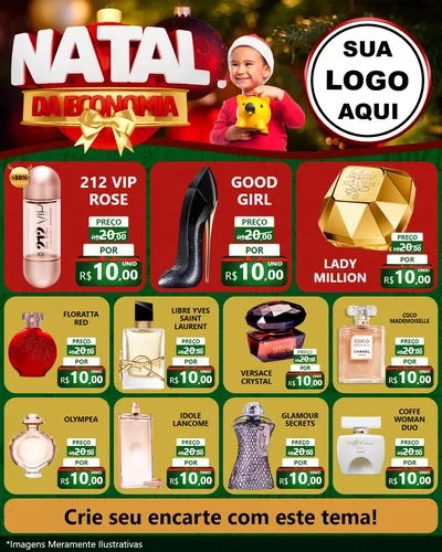 Modelo de Rede Social para Feed Instagram com o tema Natal da Economia para Perfumes
