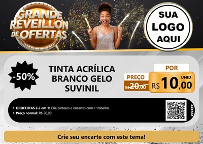 Modelo de Cartaz para Cartaz A4 Horizontal com o tema Grande Réveillon de Ofertas para Tintas e Ferramentas