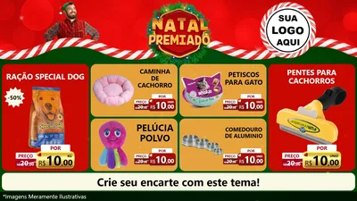 Modelo de TV para TV Horizontal com o tema Natal Premiado para Pet Shop