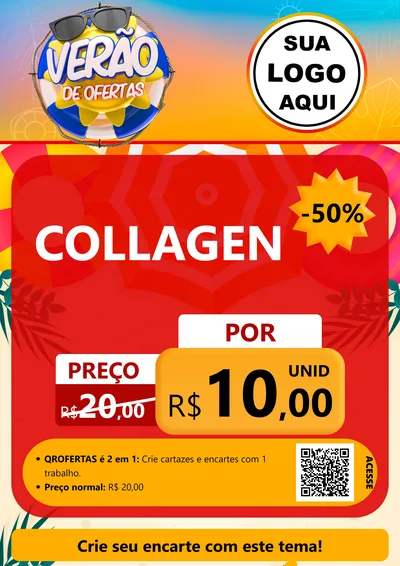 Modelo de Cartaz para Cartaz A4 Vertical com o tema Verão de Ofertas para Suplementos alimentares