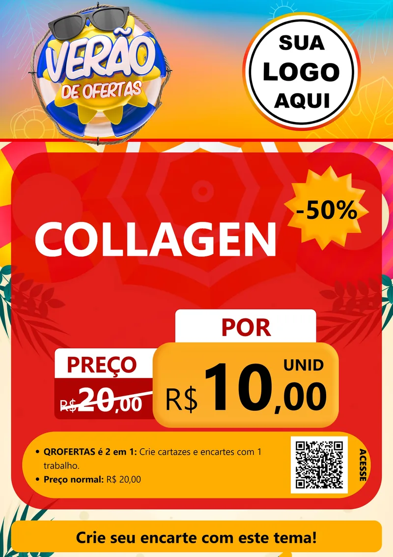 Modelo de Cartaz para Cartaz A4 Vertical com o tema Verão de Ofertas para Suplementos alimentares