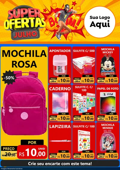 Modelo de Encarte para Encarte A4 Vertical com o tema Super Ofertas Julho para Papelaria