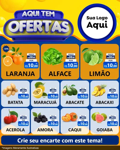 Modelo de Rede Social para Feed Instagram com o tema Aqui Tem Ofertas para Hortifrúti