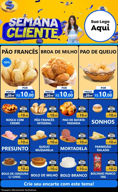 Modelo de Encarte para Encarte Grande com o tema Semana do Cliente para Padaria