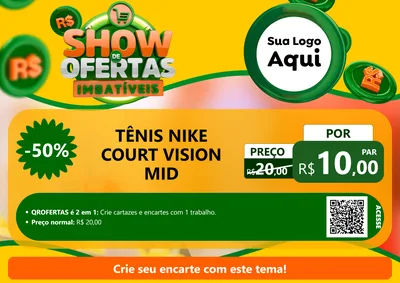 Modelo de Cartaz para Cartaz A4 Horizontal com o tema Show de Ofertas Imbatíveis para Calçados