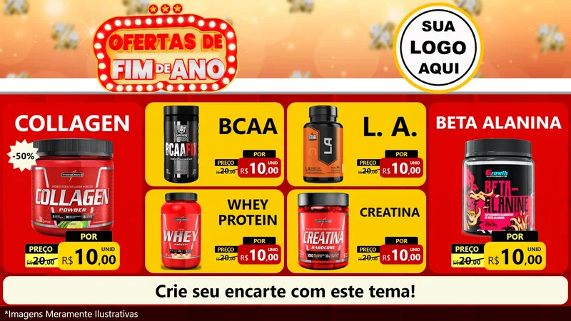Modelo de TV para TV Horizontal com o tema Ofertas de Fim de Ano para Suplementos alimentares