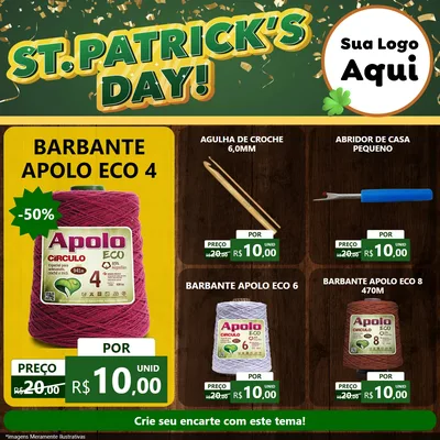 Modelo de Rede Social para Feed Facebook com o tema St Patriks Day para Armarinho e Aviamentos