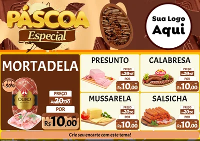 Modelo de Encarte para Encarte A4 Horizontal com o tema Páscoa Especial para Frios e Laticínios
