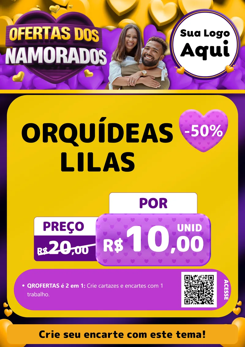 Modelo de Cartaz para Cartaz A4 Vertical com o tema Oferta Dos Namorados para Floricultura e jardim