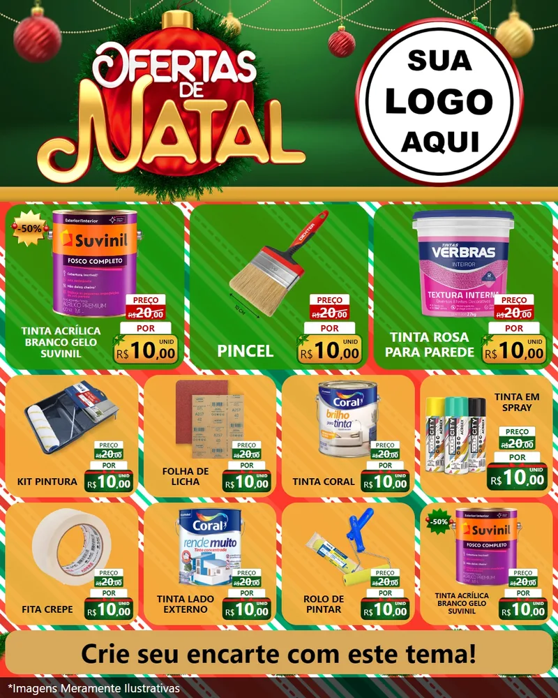Modelo de Rede Social para Feed Instagram com o tema Ofertas de Natal para Tintas e Ferramentas