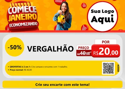 Modelo de Cartaz para Cartaz A4 Horizontal com o tema Comece Janeiro Economizando para Ferragens